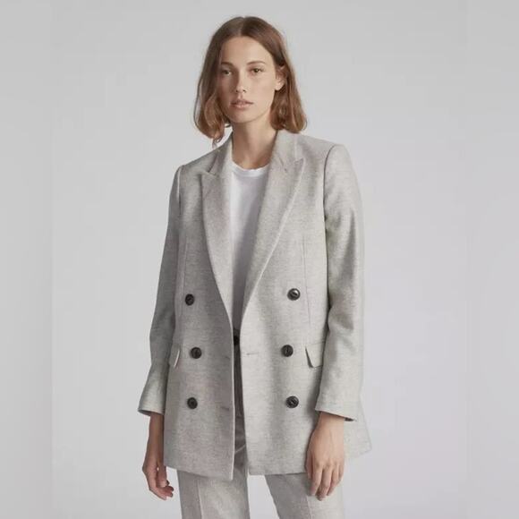 Rag and Bone Ellie boyfriend charcoal grey wool blend double breasted blazer 6 - Picture 1 of 4